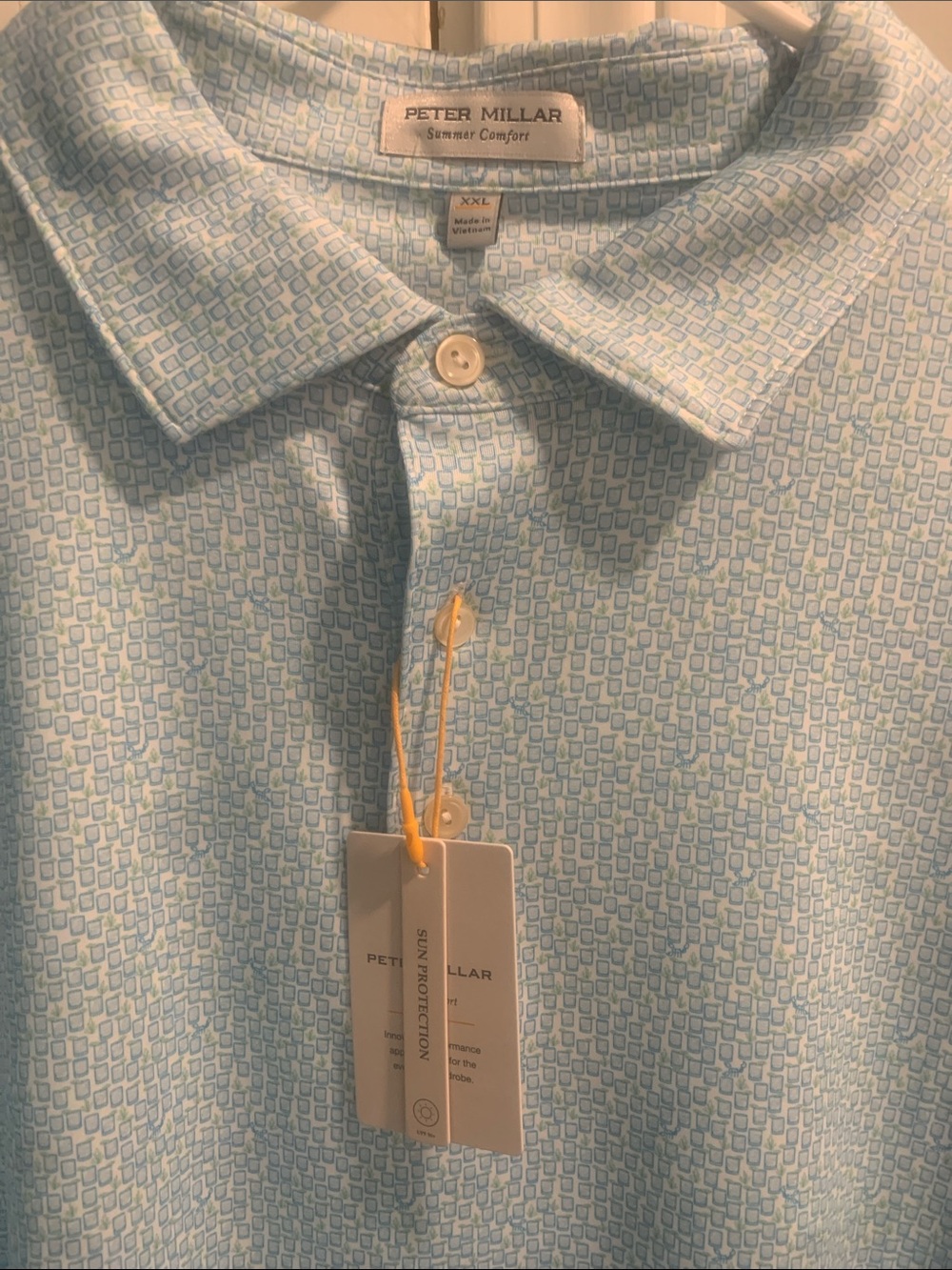 Peter Millar Light Blue Geometric MENS GOLF SHIRT